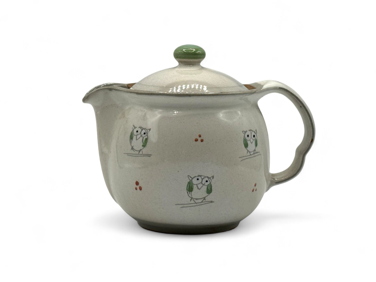 Kohiki Owl Beige Tokoname-yaki Kyusu - Japanese Teapot