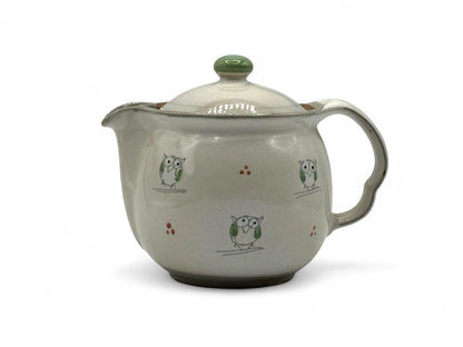Kohiki Owl Beige Tokoname-yaki Kyusu - Japanese Teapot