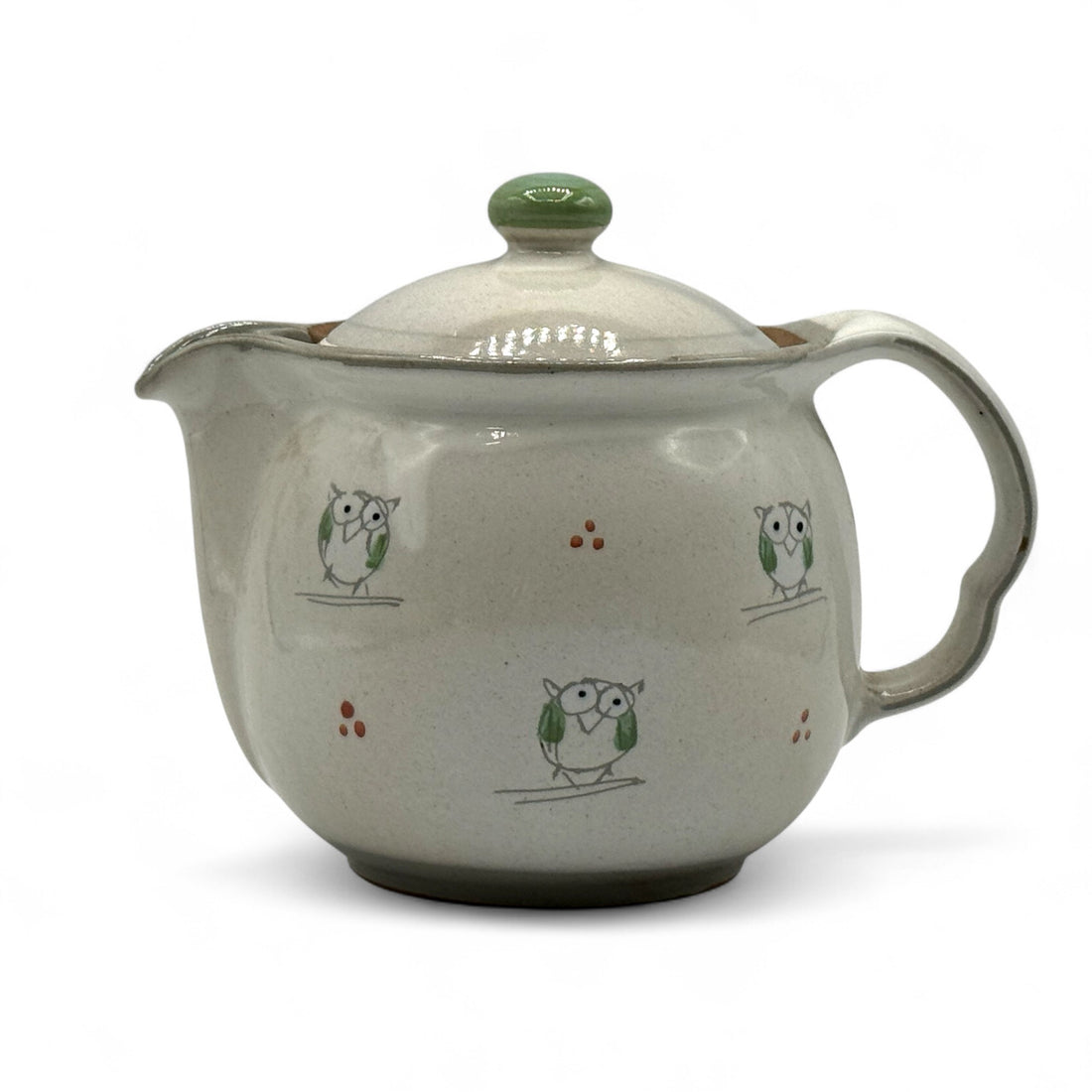 Kohiki Owl Beige Tokoname-yaki Kyusu - Japanese Teapot