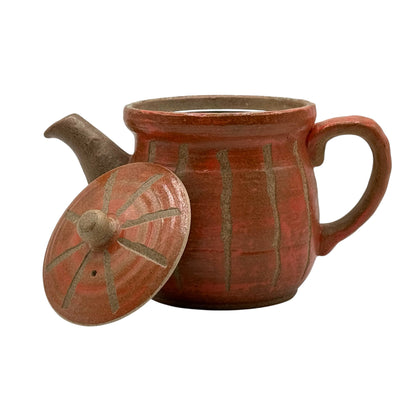 Hori Tokusa Red Mino-yaki Kyusu - Japanese Teapot