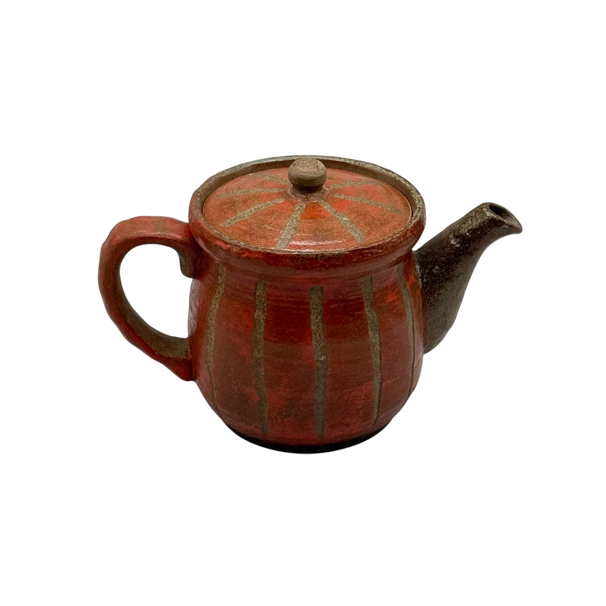 Hori Tokusa Red Mino-yaki Kyusu - Japanese Teapot