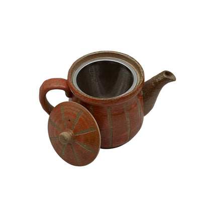Hori Tokusa Red Mino-yaki Kyusu - Japanese Teapot