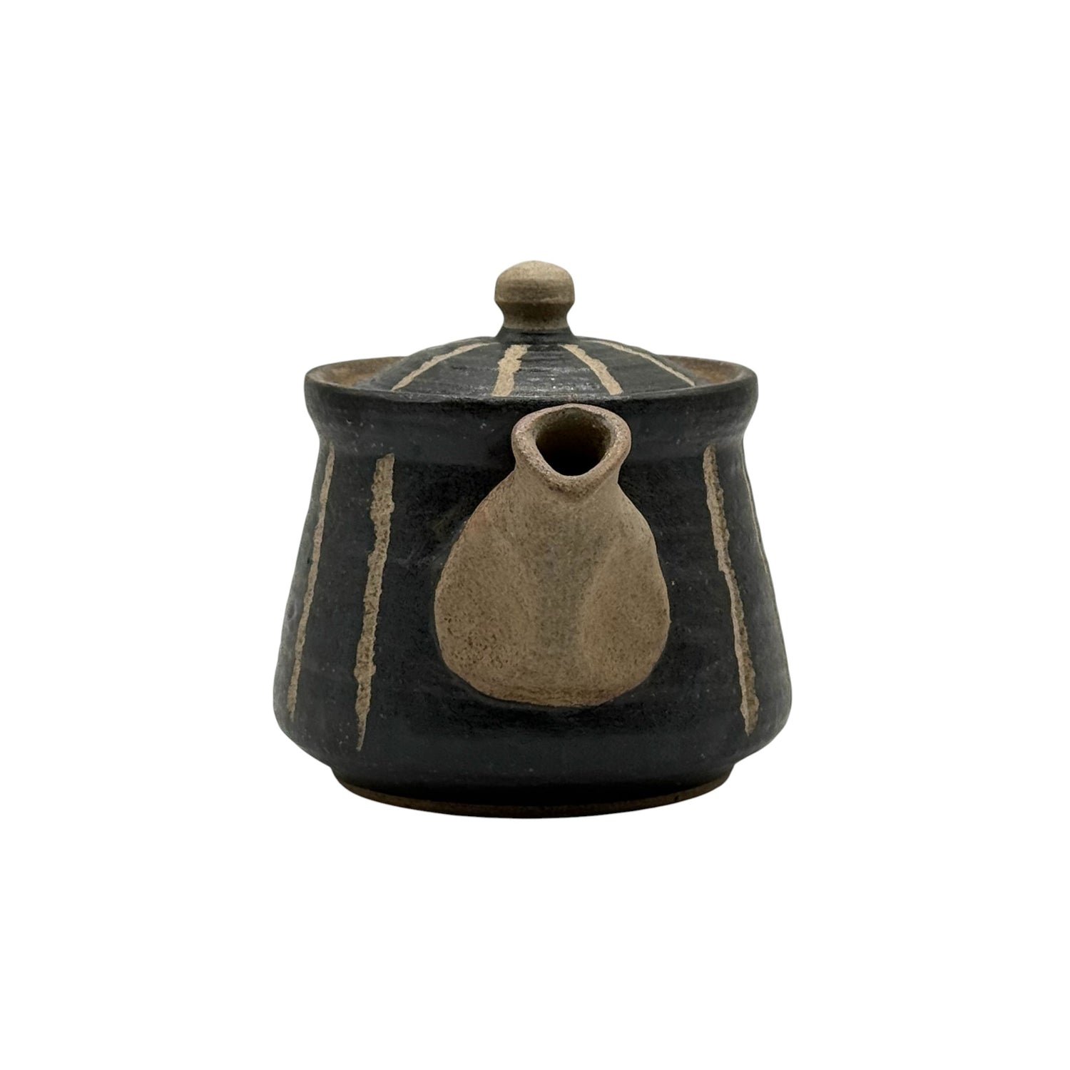 Hori Tokusa Black Mino-yaki Hiroi Kyusu - Japanese Teapot