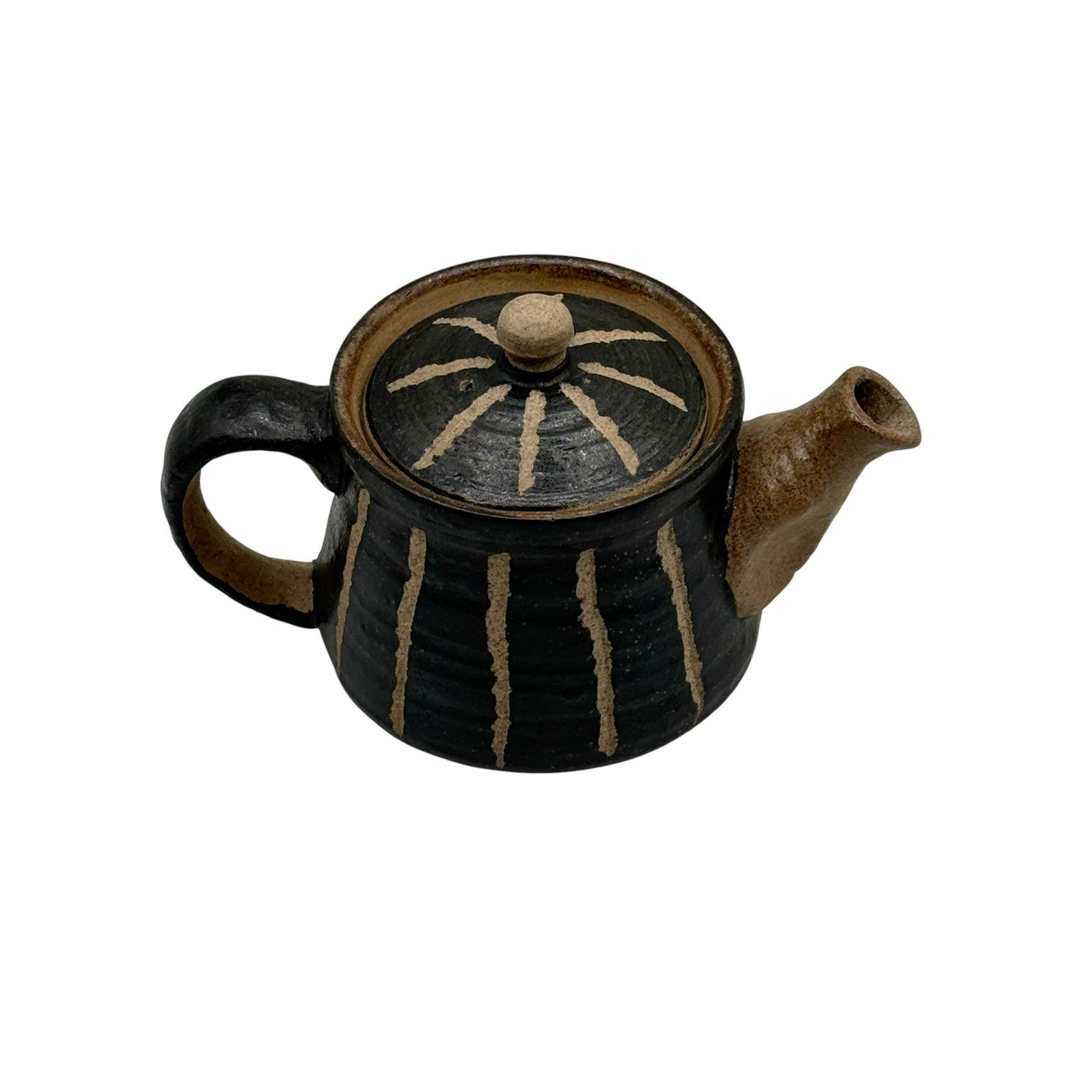 Hori Tokusa Black Mino-yaki Hiroi Kyusu - Japanese Teapot