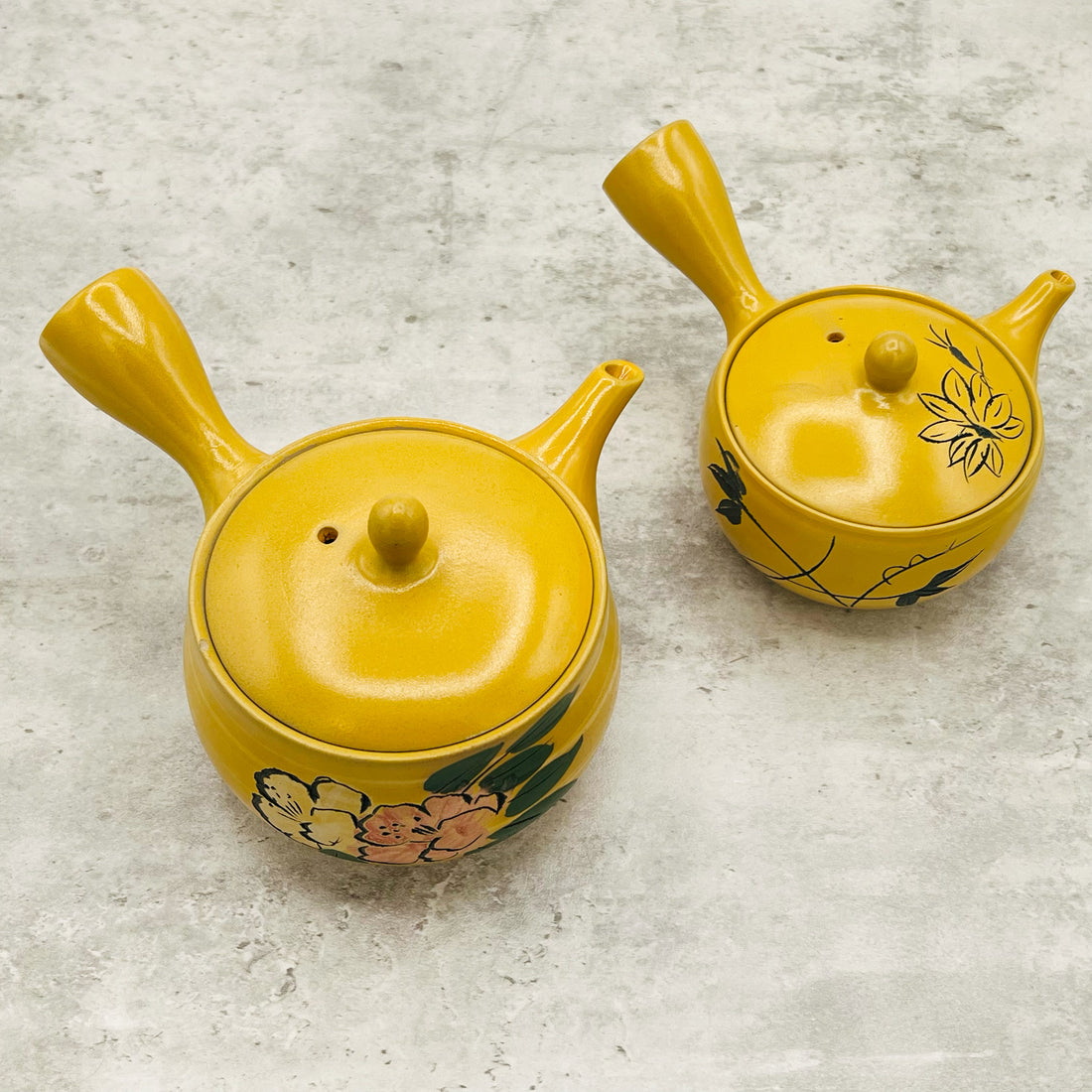 Yixing Hanabori Yellow Tokoname-yaki Kyusu - Japanese Mini Teapot