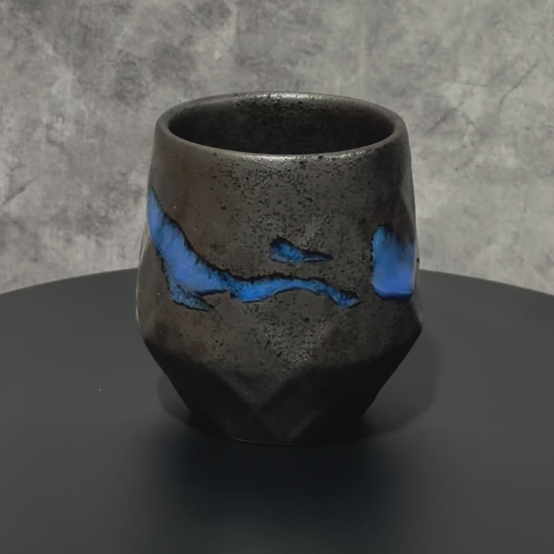 Kurobuki Ryusui Gray Blue Mino-yaki Yunomi - Japanese  Teacup