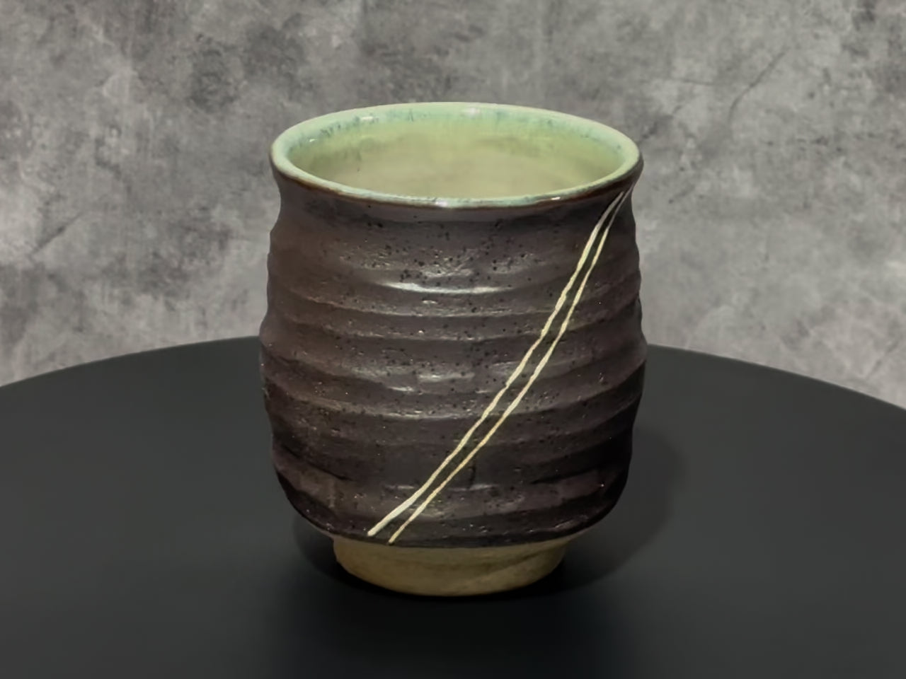 Kuro Ryusei Black Mino-yaki Yunomi - Japanese Teacup