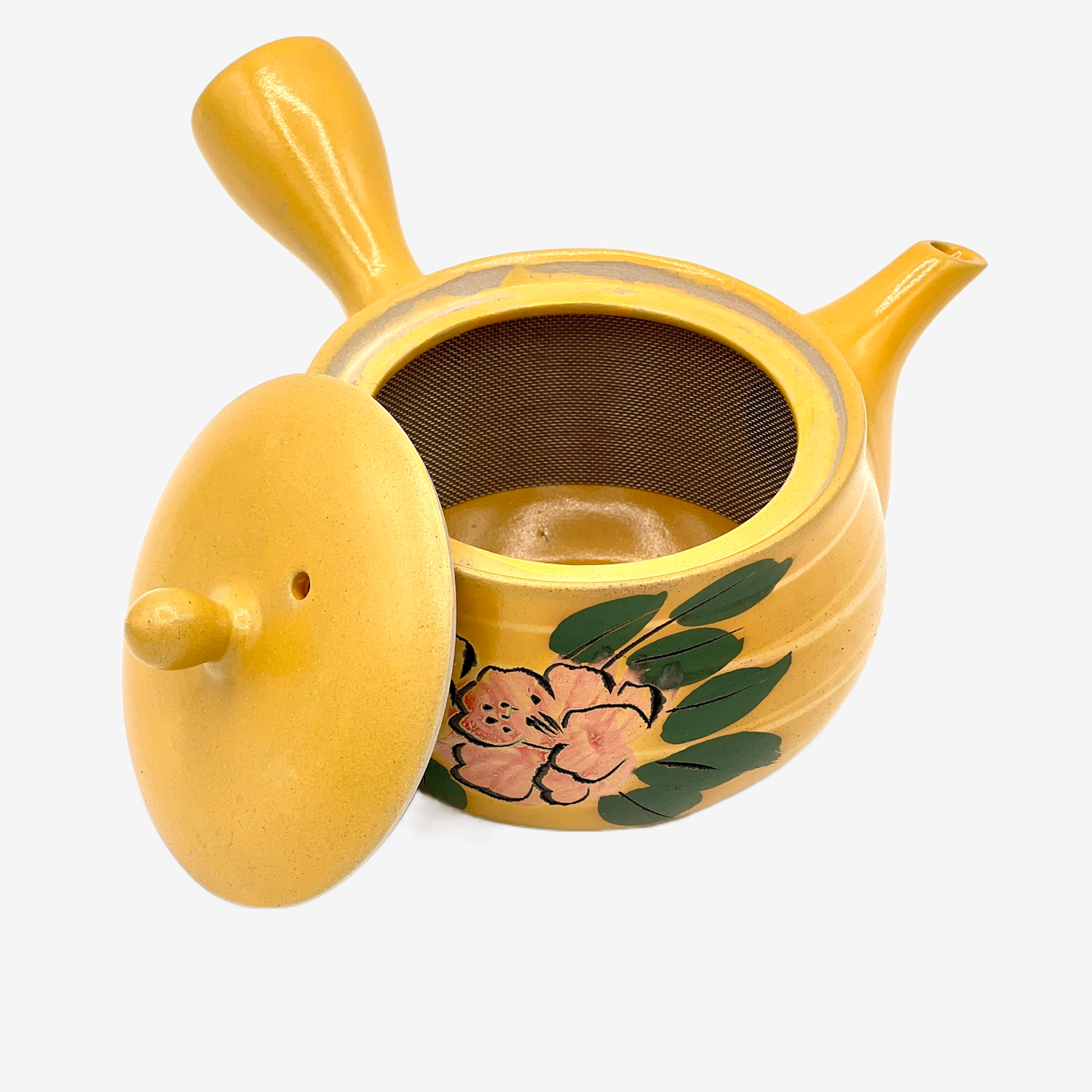 Mitsubachi Hana Yellow Kyusu - Japanese Teapot Teaware Inoue Tea