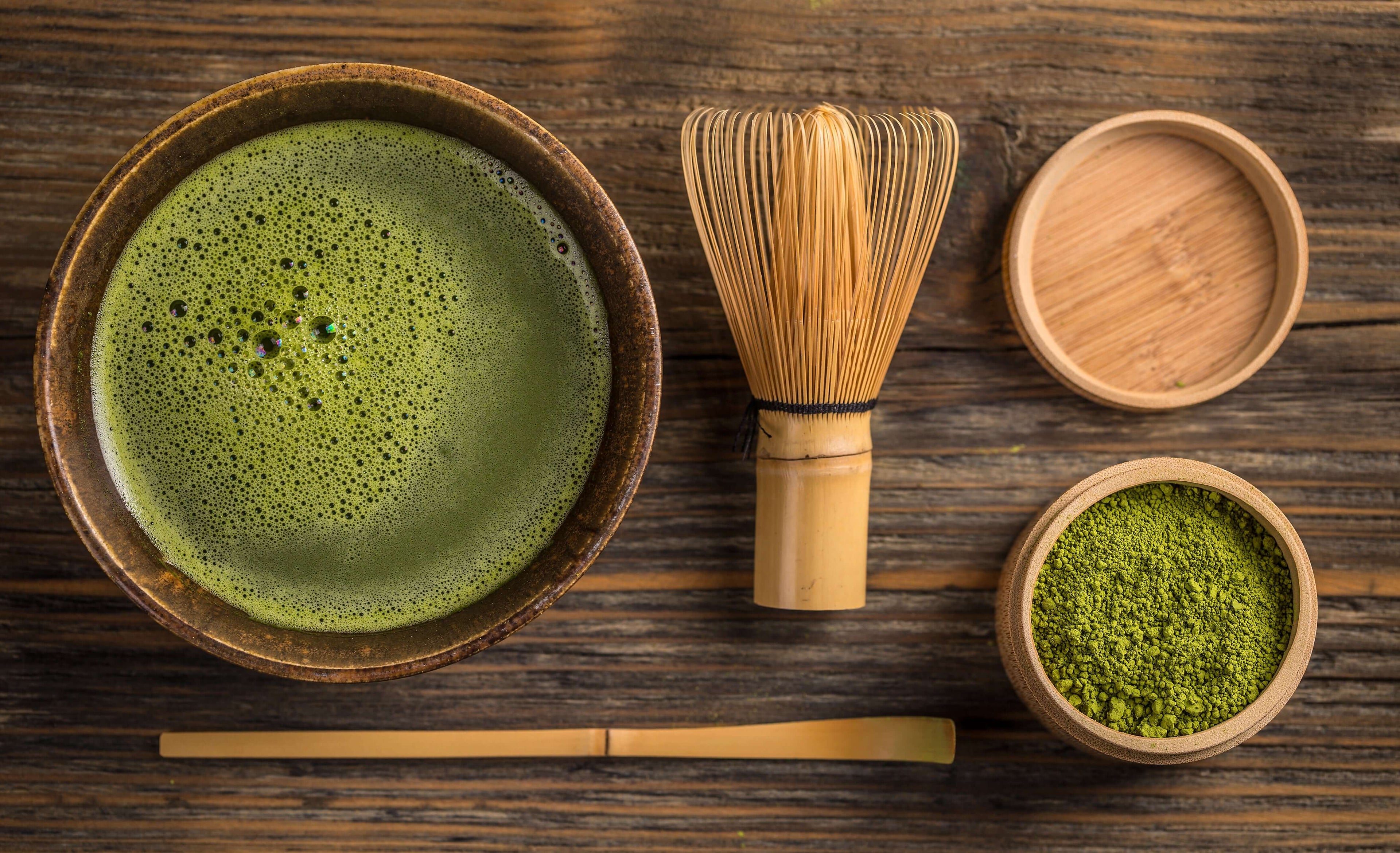 Natural Bamboo Matcha Green Tea Whisk Chasen Preparing